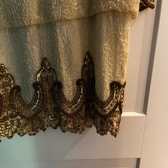 Vintage 💯 Silk Hand Beaded Dropped Waist Hand Beaded Midi Dress - Picture 5 of 10